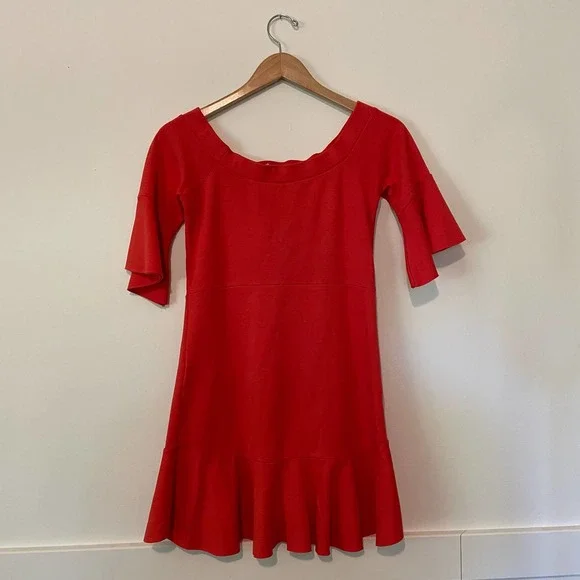 Free People Red Off The Shoulder Ruffle Peplum Mini Dress - Picture 3 of 6